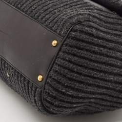 Dolce & Gabbana Black/Grey Wool and Leather Large Miss Sicily Top Handle Bag