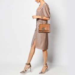 Dolce & Gabbana Brown Lizard Embossed Leather Small Miss Monica Top Handle Bag