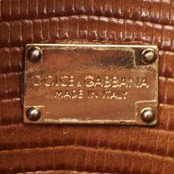 Dolce & Gabbana Brown Lizard Embossed Leather Small Miss Monica Top Handle Bag