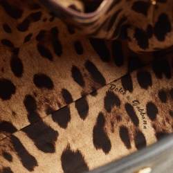 Dolce & Gabbana Tricolor Ostrich Leg Leather and Canvas Large Miss Sicily Top Handle Bag