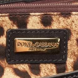 Dolce & Gabbana Tricolor Ostrich Leg Leather and Canvas Large Miss Sicily Top Handle Bag