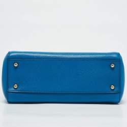 Pre Owned Dolce & Gabbana Blue Leather Medium Miss Sicily Top Handle Bag
