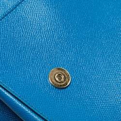 Pre Owned Dolce & Gabbana Blue Leather Medium Miss Sicily Top Handle Bag
