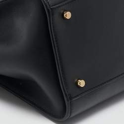 Dolce & Gabbana Black Leather Medium Sicily 62 Top Handle Bag