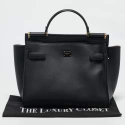 Dolce & Gabbana Black Leather Medium Sicily 62 Top Handle Bag