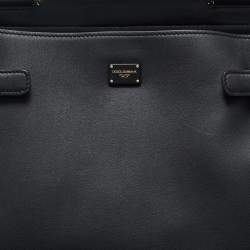 Dolce & Gabbana Black Leather Medium Sicily 62 Top Handle Bag