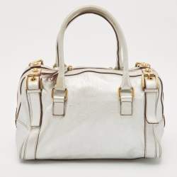 Dolce & Gabbana Metallic Grey Leather Miss Easy Way Satchel