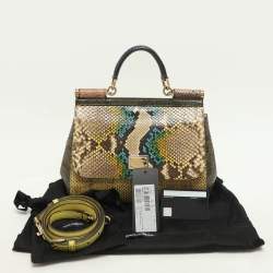 مملوكة مسبقًا Dolce & Gabbana Multicolor Python and Leather Limited Edition Medium Miss Sicily Top Handle Bag