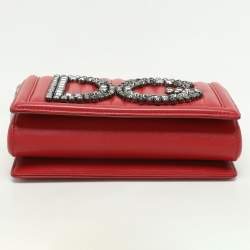 Pre Owned Dolce & Gabbana Red Quilted Leather DG Girls Shoulder Bag