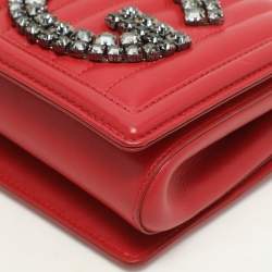 Pre Owned Dolce & Gabbana Red Quilted Leather DG Girls Shoulder Bag