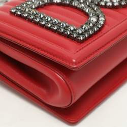 Pre Owned Dolce & Gabbana Red Quilted Leather DG Girls Shoulder Bag