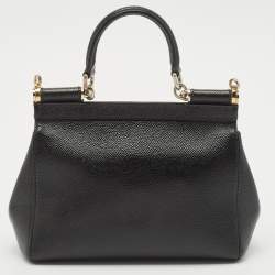 Pre Owned Dolce & Gabbana Black Leather Small Miss Sicily Top Handle Bag