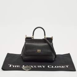 Pre Owned Dolce & Gabbana Black Leather Small Miss Sicily Top Handle Bag