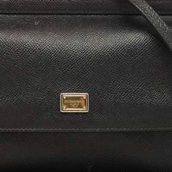 Pre Owned Dolce & Gabbana Black Leather Small Miss Sicily Top Handle Bag