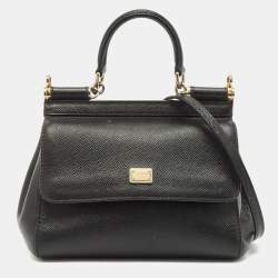 Pre Owned Dolce & Gabbana Black Leather Small Miss Sicily Top Handle Bag