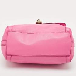 Dolce & Gabbana Pink Leather Padlock Top Handle Bag
