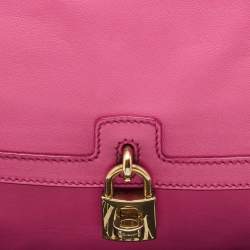 Dolce & Gabbana Pink Leather Padlock Top Handle Bag