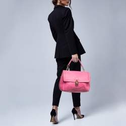 Dolce & Gabbana Pink Leather Padlock Top Handle Bag