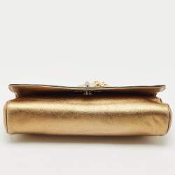 Dolce & Gabbana Gold Leather Miss Sunflower Clutch