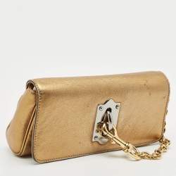 Dolce & Gabbana Gold Leather Miss Sunflower Clutch