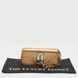 Dolce & Gabbana Gold Leather Miss Sunflower Clutch