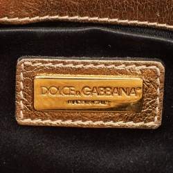 Dolce & Gabbana Gold Leather Miss Sunflower Clutch