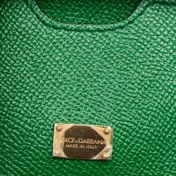 Pre Owned Dolce & Gabbana Green Leather Medium Miss Sicily Top Handle Bag