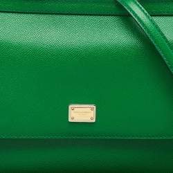 Pre Owned Dolce & Gabbana Green Leather Medium Miss Sicily Top Handle Bag