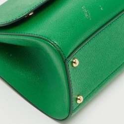 Pre Owned Dolce & Gabbana Green Leather Medium Miss Sicily Top Handle Bag