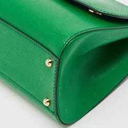 Pre Owned Dolce & Gabbana Green Leather Medium Miss Sicily Top Handle Bag