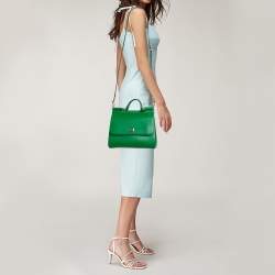 Pre Owned Dolce & Gabbana Green Leather Medium Miss Sicily Top Handle Bag