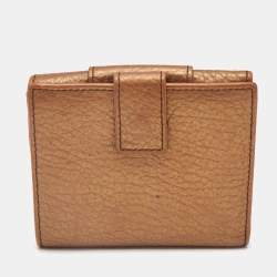 Dolce & Gabbana Gold Leather Metal Flap Compact Wallet