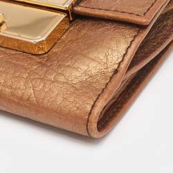 Dolce & Gabbana Gold Leather Metal Flap Compact Wallet