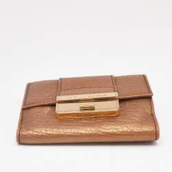 Dolce & Gabbana Gold Leather Metal Flap Compact Wallet