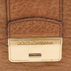 Dolce & Gabbana Gold Leather Metal Flap Compact Wallet