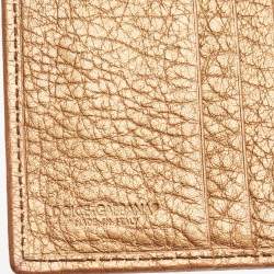 Dolce & Gabbana Gold Leather Metal Flap Compact Wallet