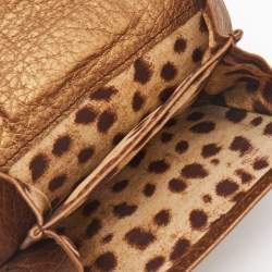 Dolce & Gabbana Gold Leather Metal Flap Compact Wallet
