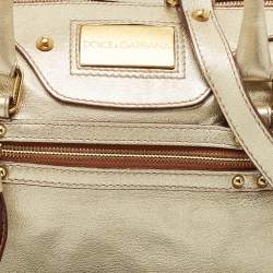 Dolce & Gabbana Gold Leather Miss Easy Way Boston Bag