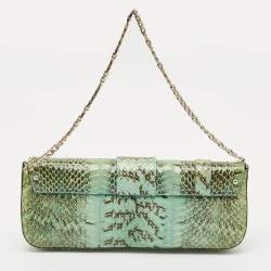 Dolce & Gabbana Green Python Chain Clutch