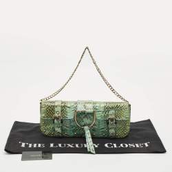 Dolce & Gabbana Green Python Chain Clutch