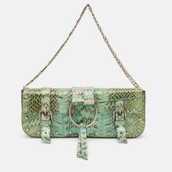 Dolce & Gabbana Green Python Chain Clutch