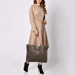 Dolce & Gabbana Dark Beige Quilted Leather Lily Glam Tote
