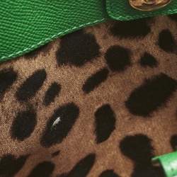 Pre Owned Dolce & Gabbana Green Leather Sicily Shopper Tote