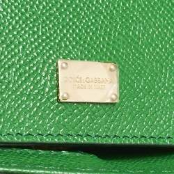 Pre Owned Dolce & Gabbana Green Leather Sicily Shopper Tote