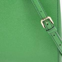 Pre Owned Dolce & Gabbana Green Leather Sicily Shopper Tote