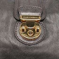 Dolce & Gabbana Metallic Grey Leather Studded Zip Tote