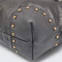 Dolce & Gabbana Metallic Grey Leather Studded Zip Tote