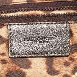 Dolce & Gabbana Metallic Grey Leather Studded Zip Tote