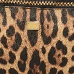 Dolce & Gabbana Black/Brown Leopard Print Coated Canvas Miss Escape Zip Tote