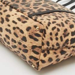 Dolce & Gabbana Black/Brown Leopard Print Coated Canvas Miss Escape Zip Tote